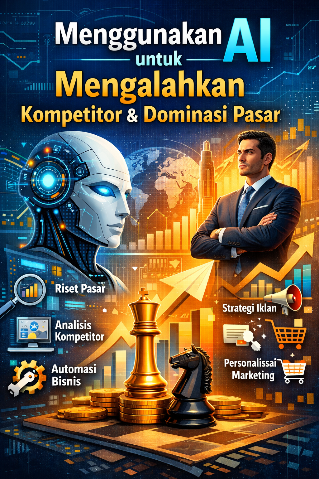 Menggunakan AI untuk mengalahkan kompetitor dan dominasi pasar dengan strategi bisnis berbasis teknologi kecerdasan buatan