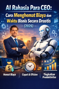 AI Rahasia Para CEO untuk Menghemat Biaya dan Waktu Bisnis 2026 CEO dan AI robot bekerja sama untuk menghemat biaya dan waktu bisnis secara drastis di tahun 2026
