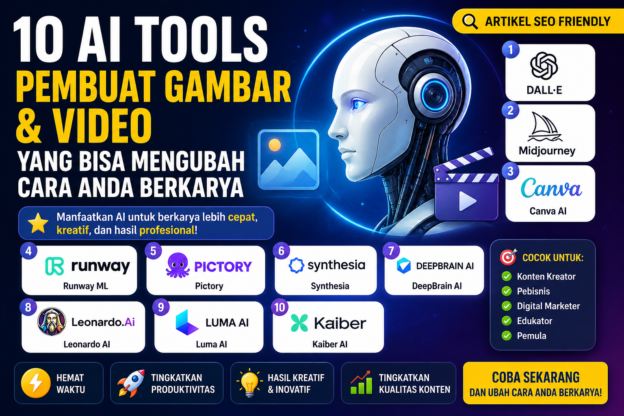 Ilustrasi 10 AI tools pembuat gambar dan video terbaik untuk meningkatkan kreativitas dan produktivitas konten digital