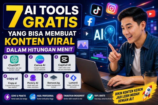 Ilustrasi 7 AI tools gratis untuk membuat konten viral dengan cepat dan mudah